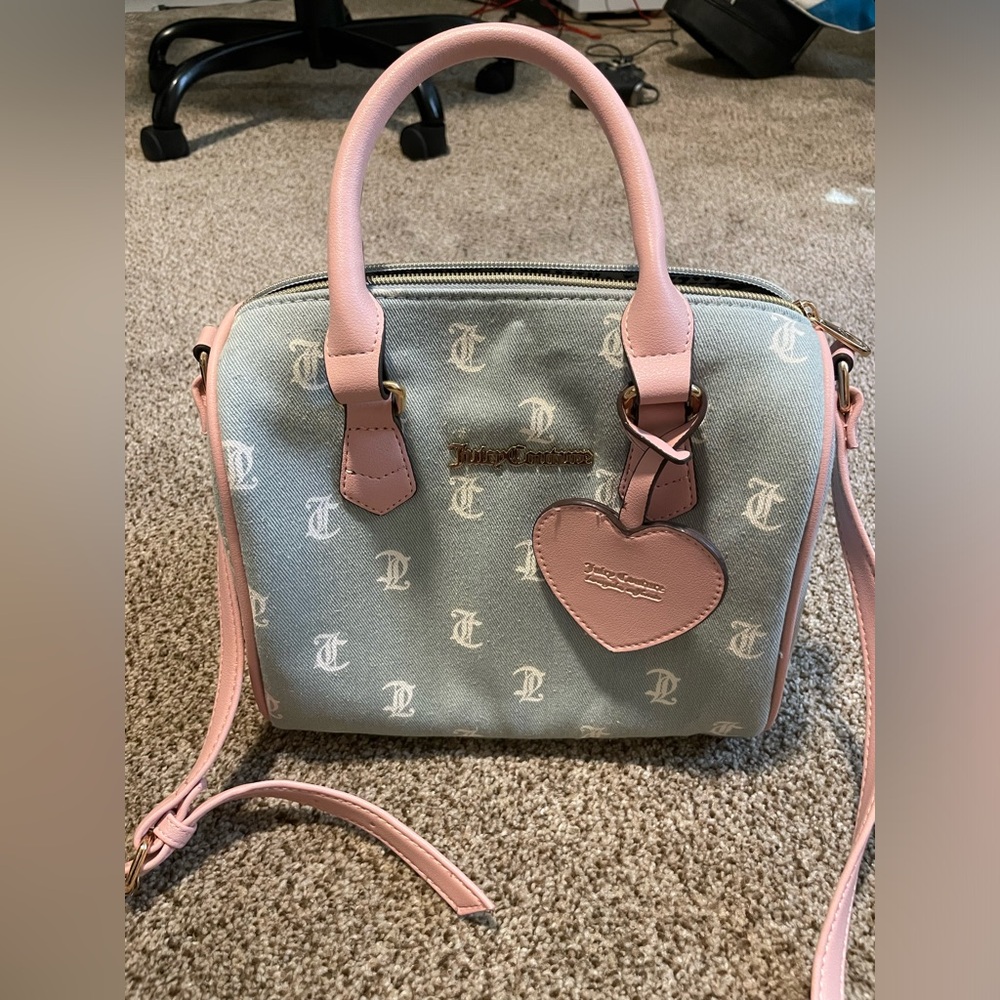 BNWT JUICY COUTURE Gothic Denim White Bestseller Fame Satchel